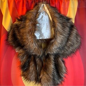 Faux Fur Brown Shawl Wrap